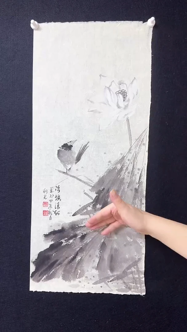 【闪购商品】国画水墨花鸟墨荷