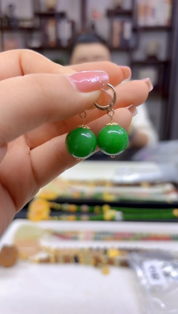 【闪购商品】翡翠耳饰14K金镶嵌耳勾E662