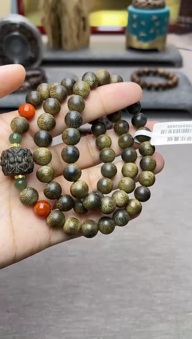 【闪购商品】沉香手串芽庄黄棋沉水老料0.8＋双头莲花三圈设计