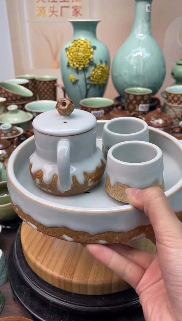 慧仙青瓷朵*1壶2杯1茶盘  特价福利 微瑕 慧仙青瓷