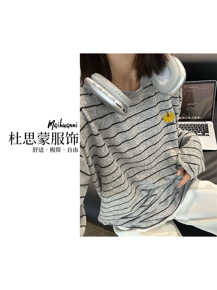（杜思蒙服饰）A2561-【小南瓜】韩系休闲小清新时尚刺绣运动卫衣