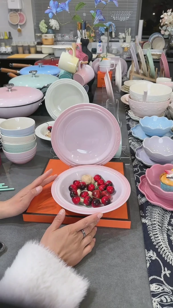 【闪购商品】瓷【2个装】樱花粉草帽盘-20cm