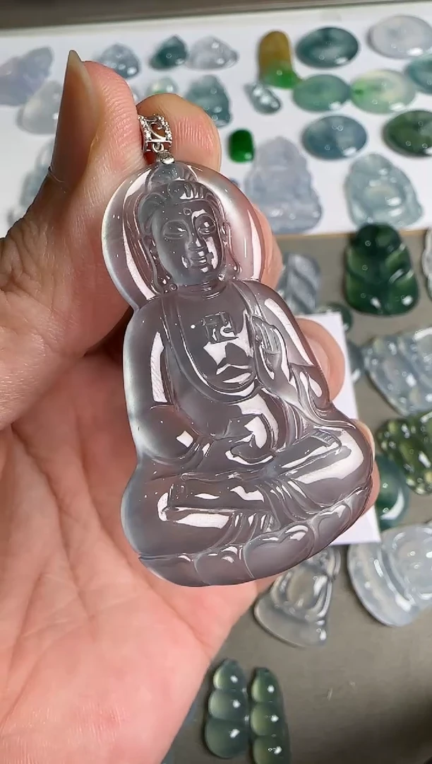 吊坠(不含链)18K金镶嵌翡翠七*姐.