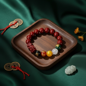 含辰砂工艺品貔貅五路财神手串K12