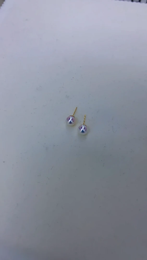 18K金镶嵌饰品海水珍珠5-6素钉定制