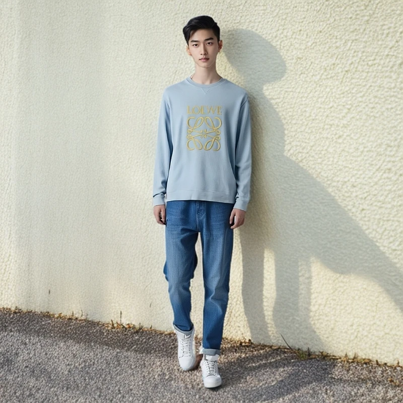 99新 LOEWE/罗意威 卫衣/英文刺绣圆领套头长袖/XL码/0001941