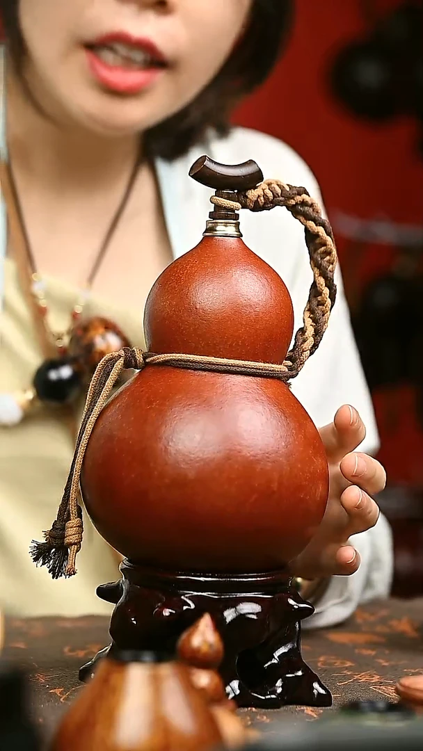 560 1000ml 大漆葫芦 水壶酒壶 送漏斗底座网兜背带