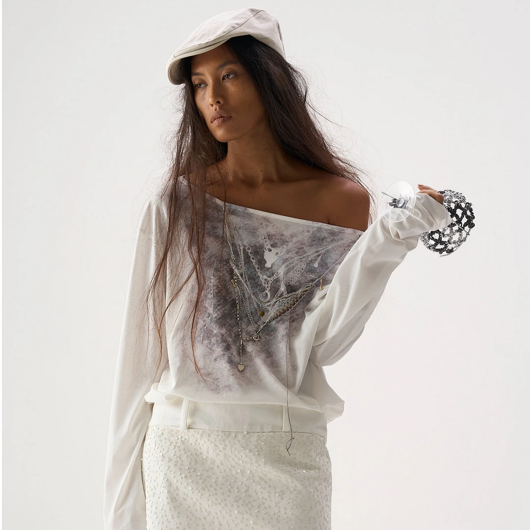 SHELLE ARTISTE印花宽松长袖T恤