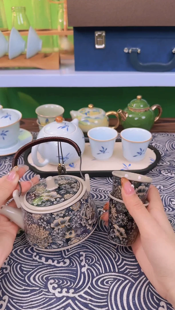 【闪购商品】万花牡丹提梁壶（双鱼）一壶二杯+随手礼盒