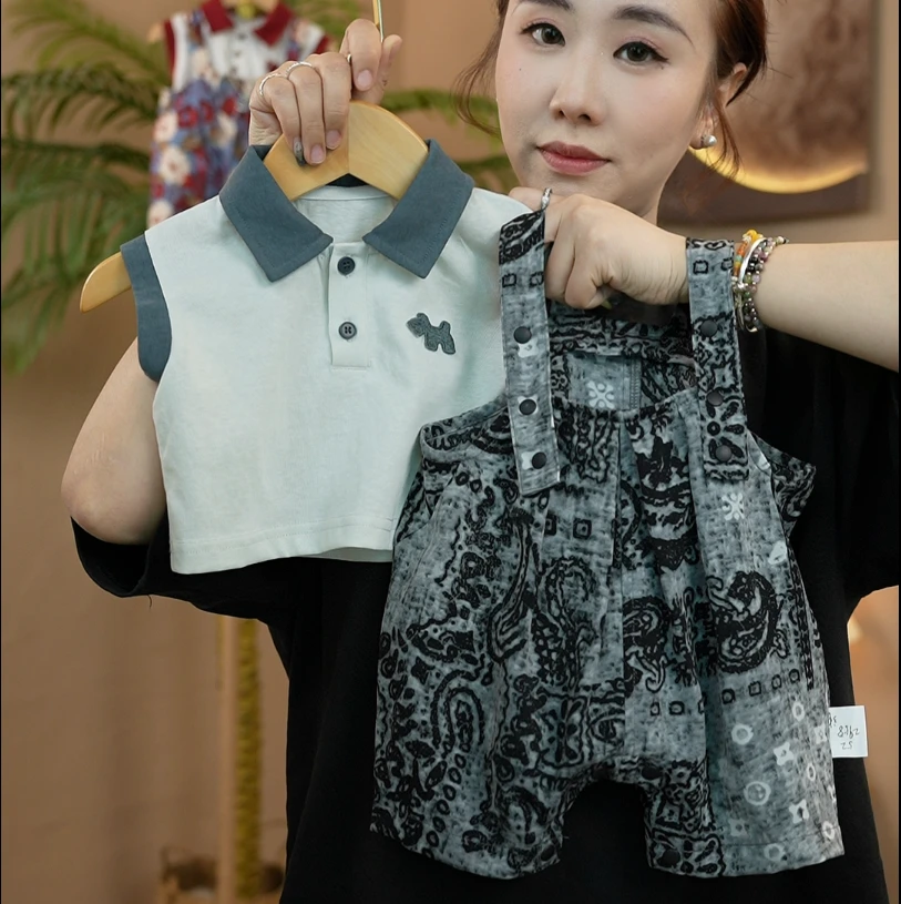 夏季新款婴幼儿常规宽松休闲夏季时尚洋气宝宝童装背带裤爬服