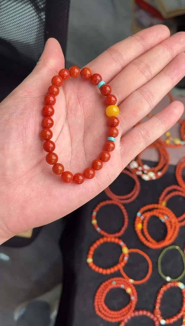 未镶嵌手串南红玛瑙南红单圈蜜蜡手串QF-A475（多样性发一）