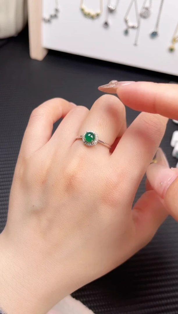 【闪购商品】翡翠戒指银S925镶嵌戒指