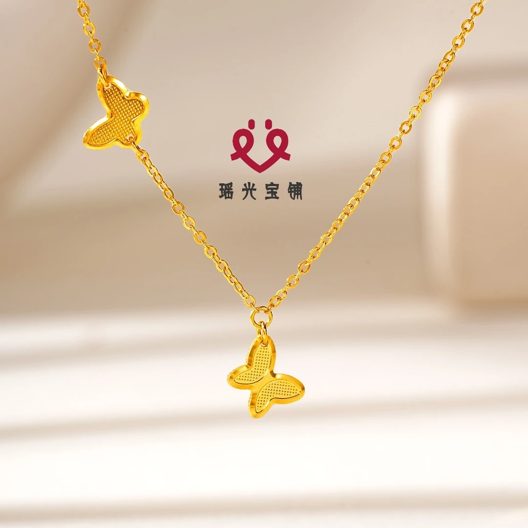 坠链均925银 蝴蝶小套链 欧美潮流精致简约时尚百搭女款蝴蝶项链