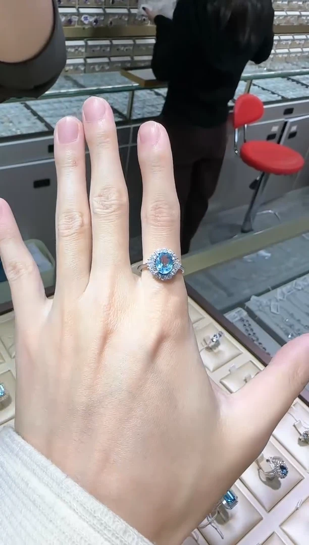 【闪购商品】托帕石戒指银S925镶嵌9*7mm