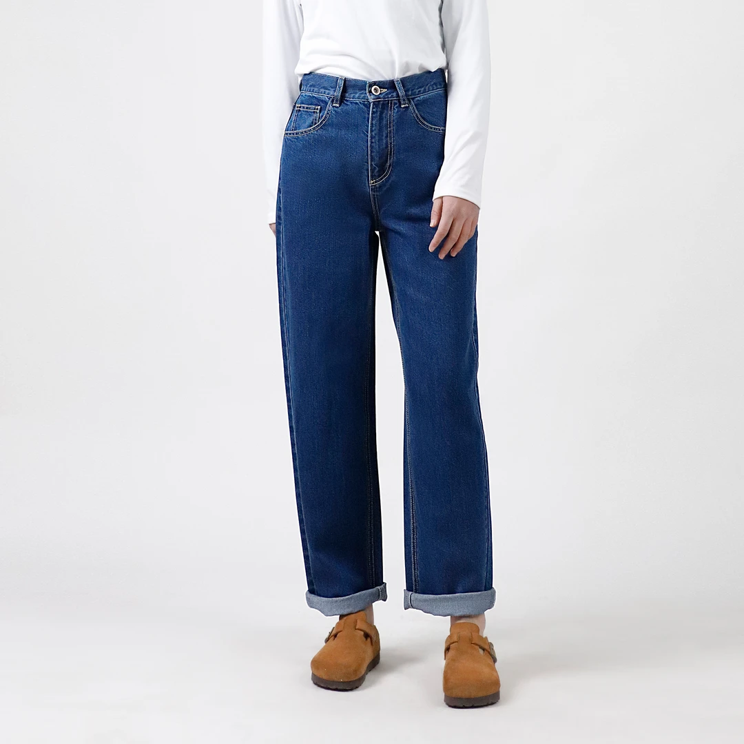 2025年春季女士水洗时尚复古百搭高腰宽松直筒牛仔裤LJ794W