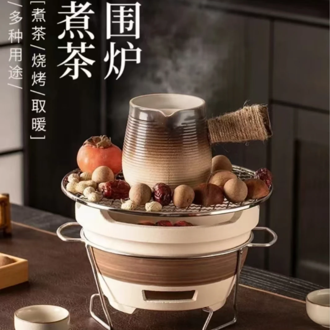 围炉煮茶炉烤火炉大号烧烤炉家用取暖老式碳烤炉打边炉泥炭炉户外