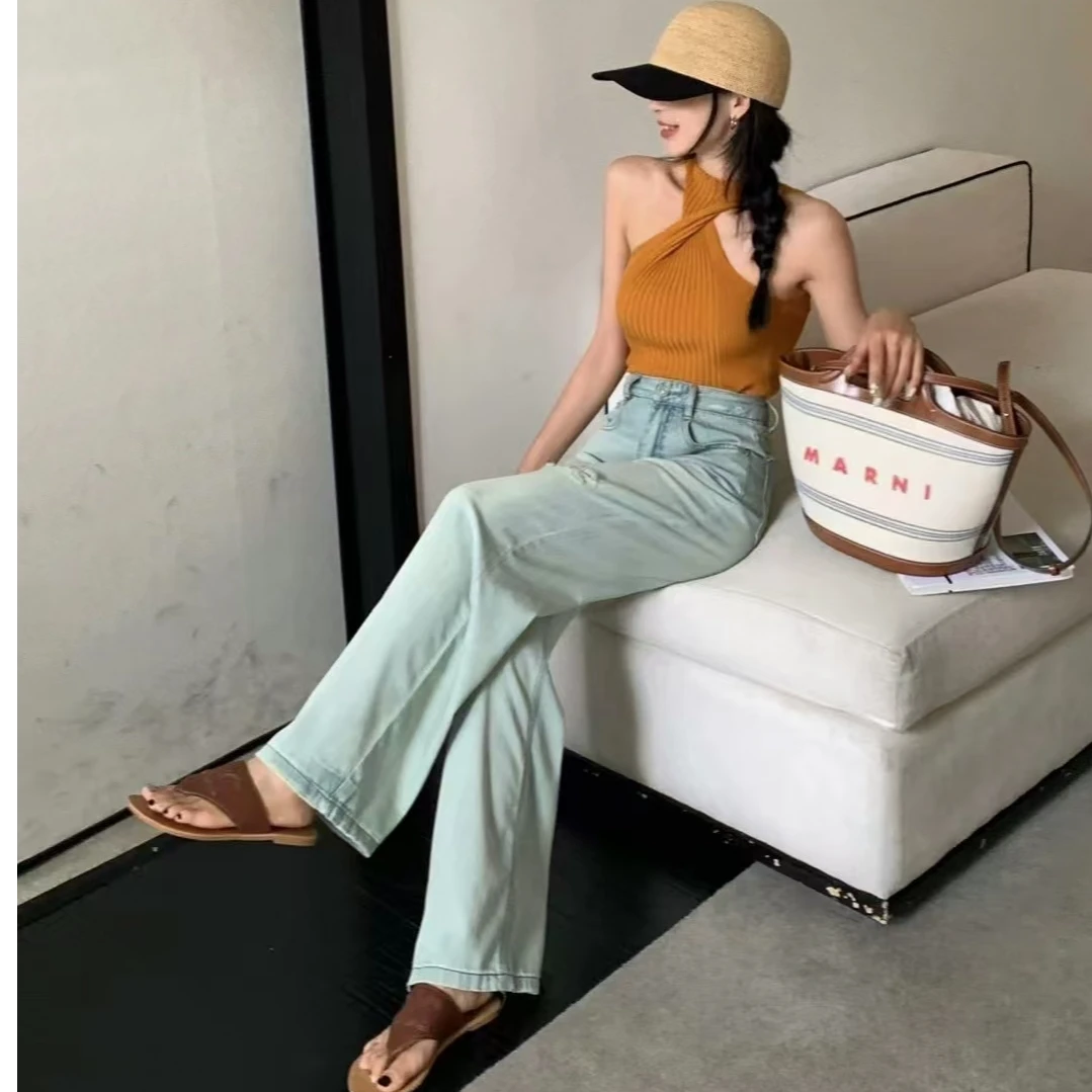 2025【451-500】春夏季Ins高腰气质百搭宽松显瘦时尚设计女装牛仔裤