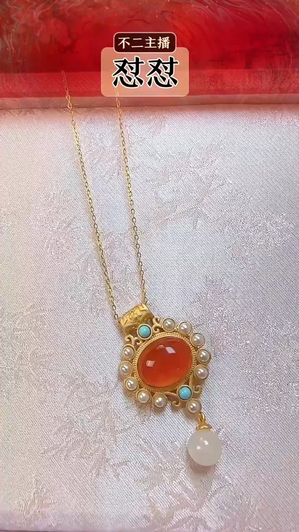 南红玛瑙项链银S925镶嵌AH0533