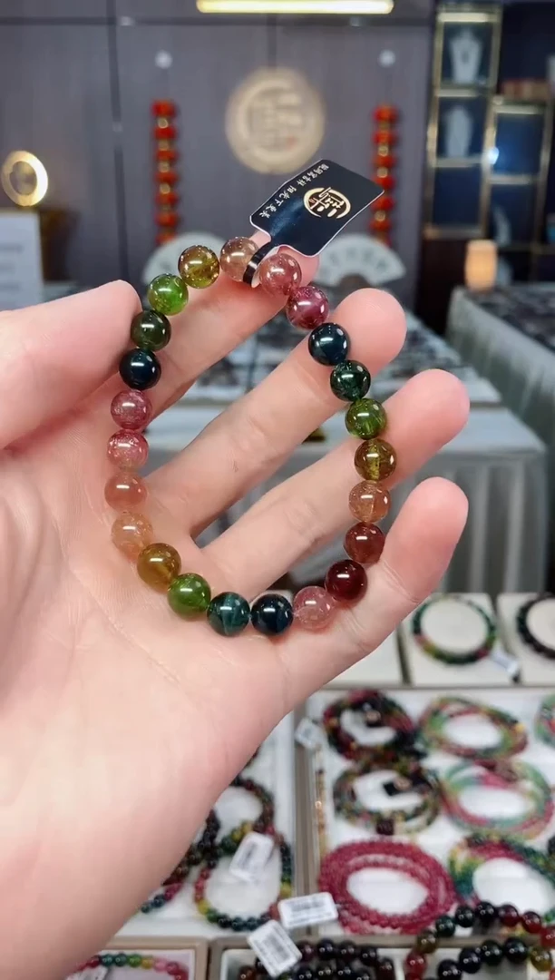 未镶嵌收藏级老矿碧玺单圈手串8mm+碧玺xion多样性发一条