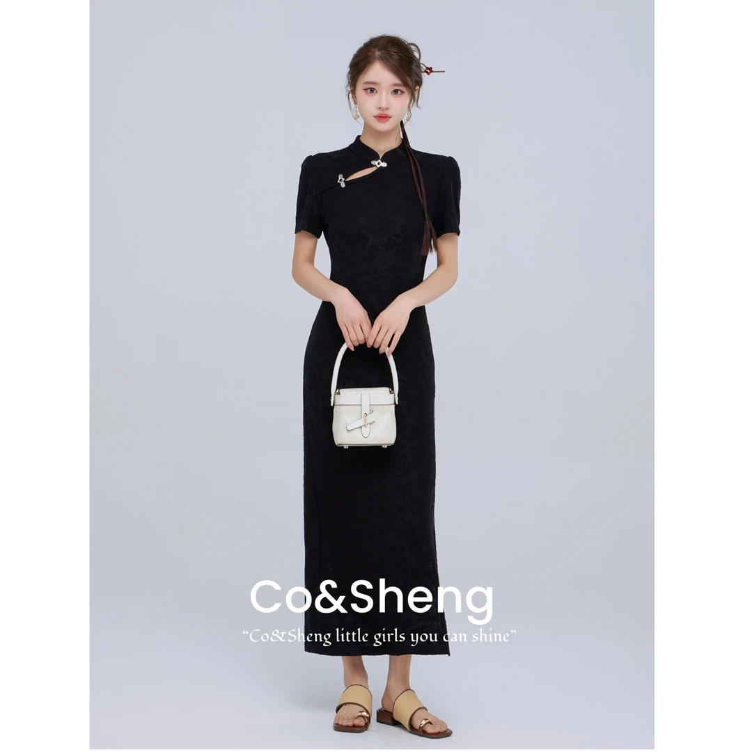 纤影/重生小个子长款新中式旗袍古典端庄气质显高显瘦