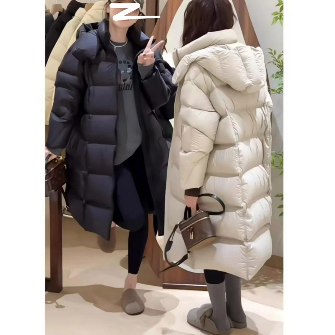 （柚子同款）冬季长款时尚连帽羽绒服（90）