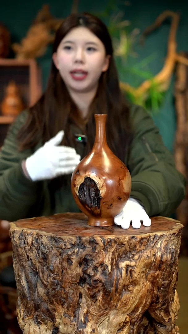 木雷击枣木富贵瓶