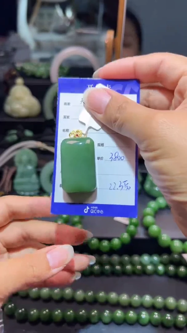和田玉（碧玉）18K金镶嵌颈饰1