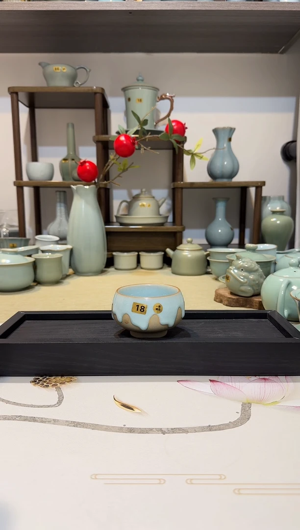 杯子18熔岩杯 天青釉一级精品 主人杯品茗杯艺术品*