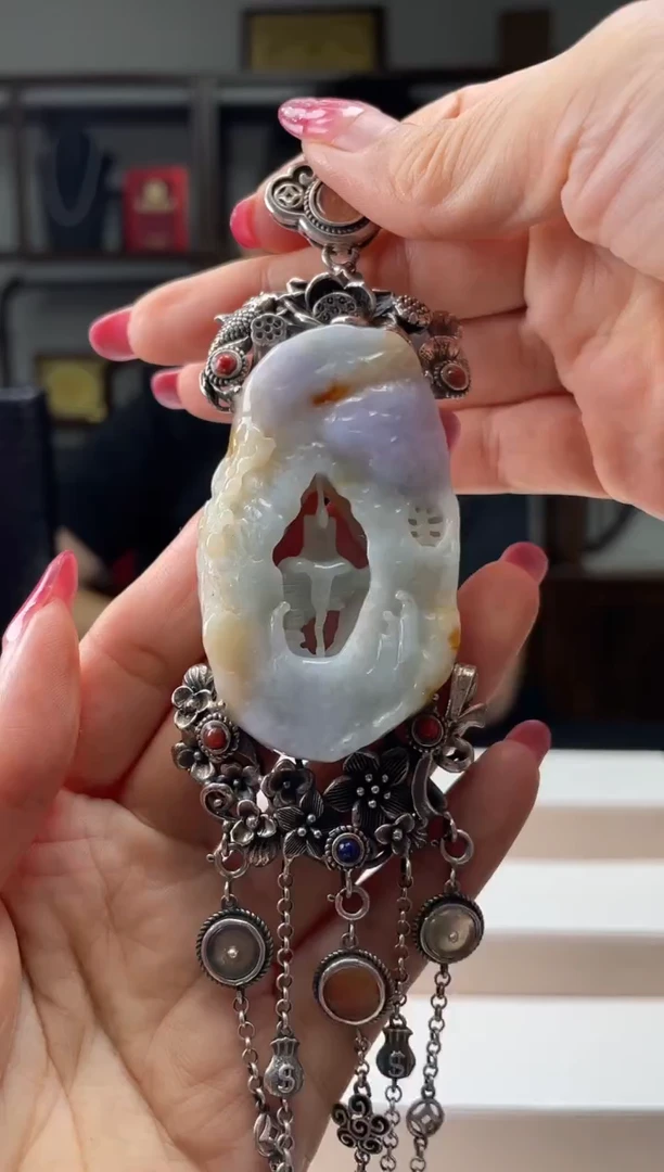 银S925镶嵌定制翡翠天然A货翡翠多样性发其一JYZY-11.06-95