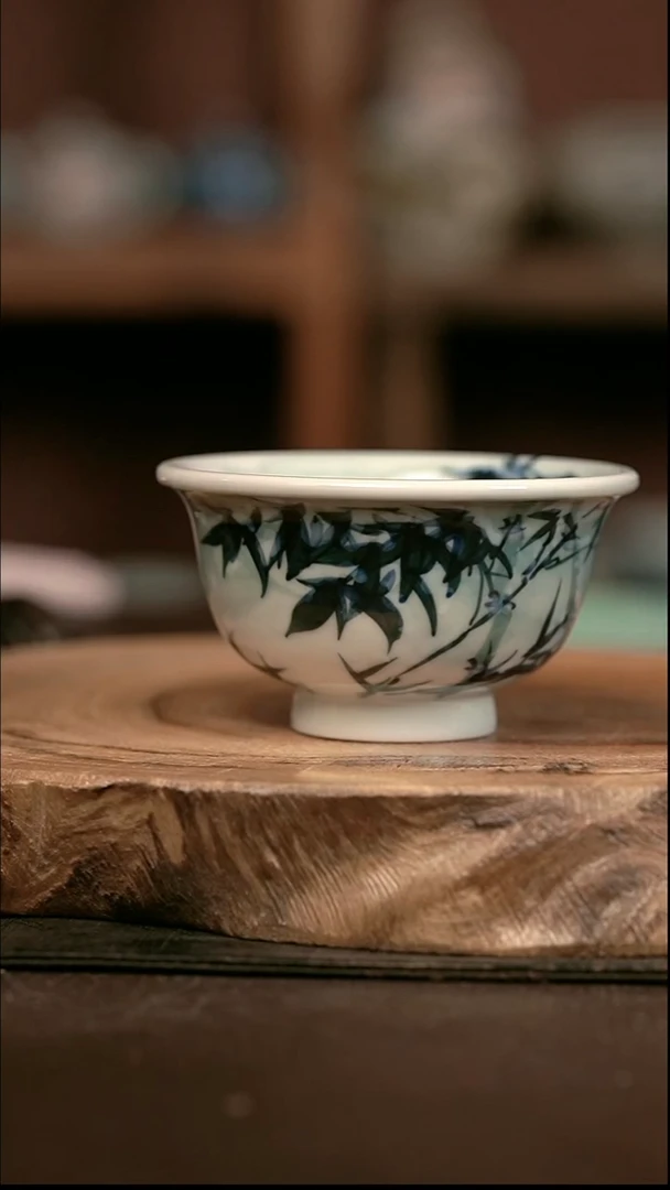 手绘 高温现代瓷  气窑  雪竹大压100C