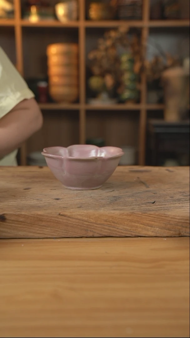 粉棕色的6英寸花口碗【壶