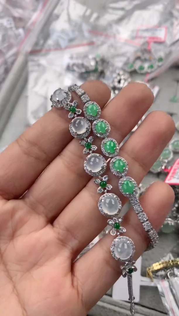 银S925镶嵌戒指翡翠444              6