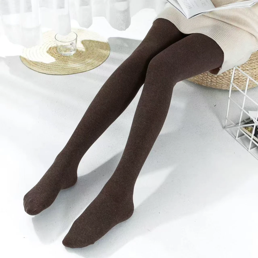 艳儿家【棉条细纹复古保暖袜】复古坑条时尚保暖显瘦百搭打底袜