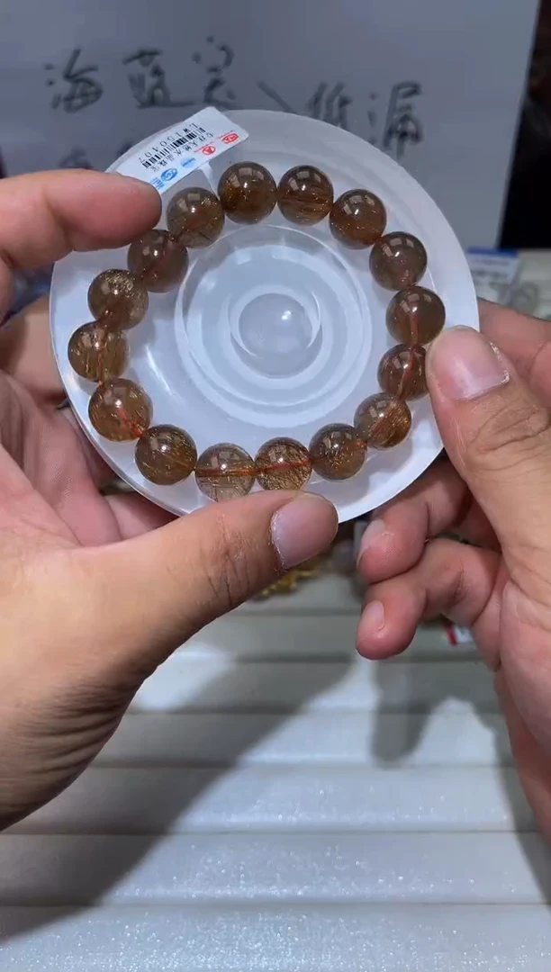 水晶手串未镶嵌L15-13mm金发晶单圈-多样性发其一