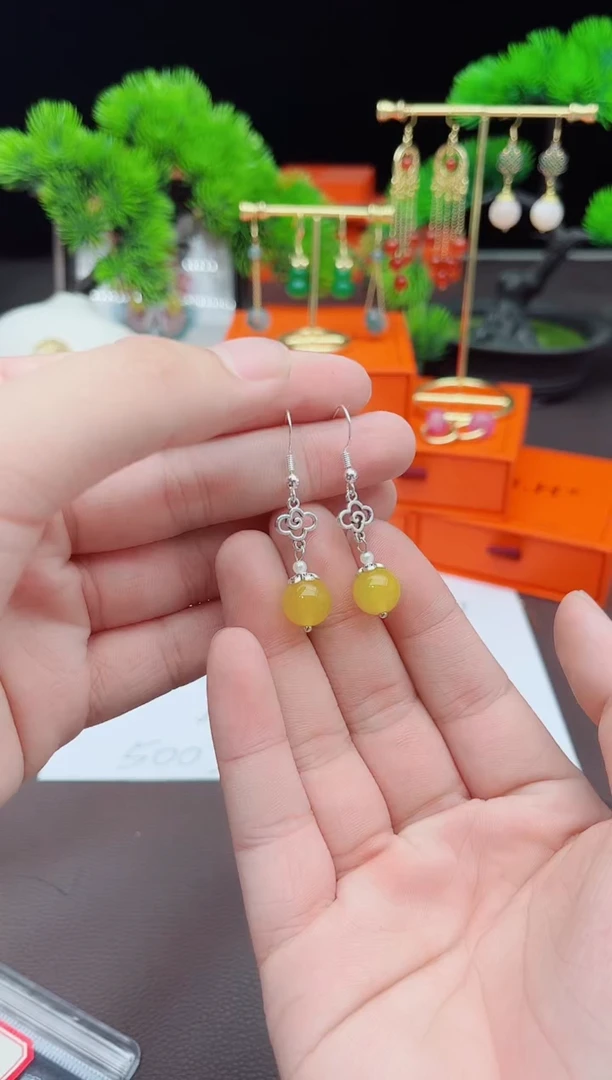 【闪购商品】玛瑙/玉髓耳钉银S925镶嵌702000
