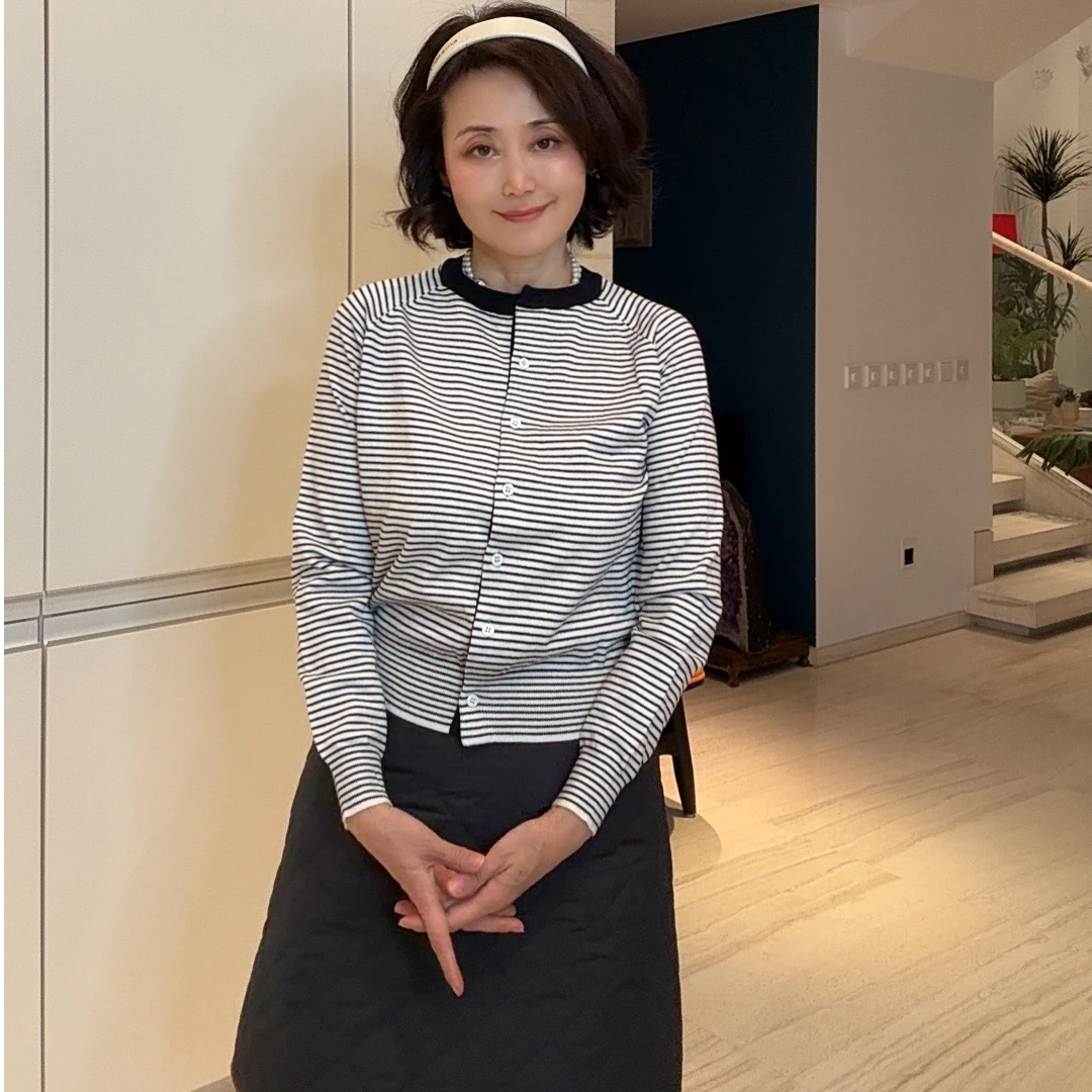 【维维精选】RX 条纹圆领开衫 尺码随机