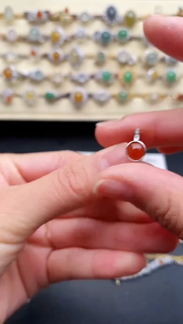 翡翠戒指银S925镶嵌2222222+6