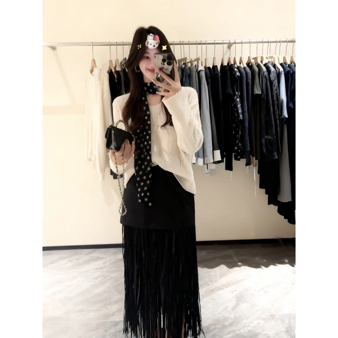吼好看呐，上身绝美！韩系氛围穿搭圆领长袖针织衫女慵懒松弛感毛衣