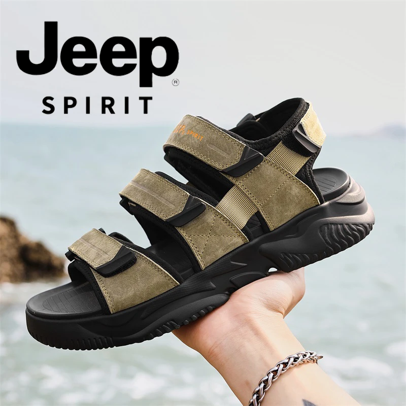 JEEPSPIRIT吉普2025新款休闲凉鞋男士凉拖鞋简约软底外穿沙滩鞋子
