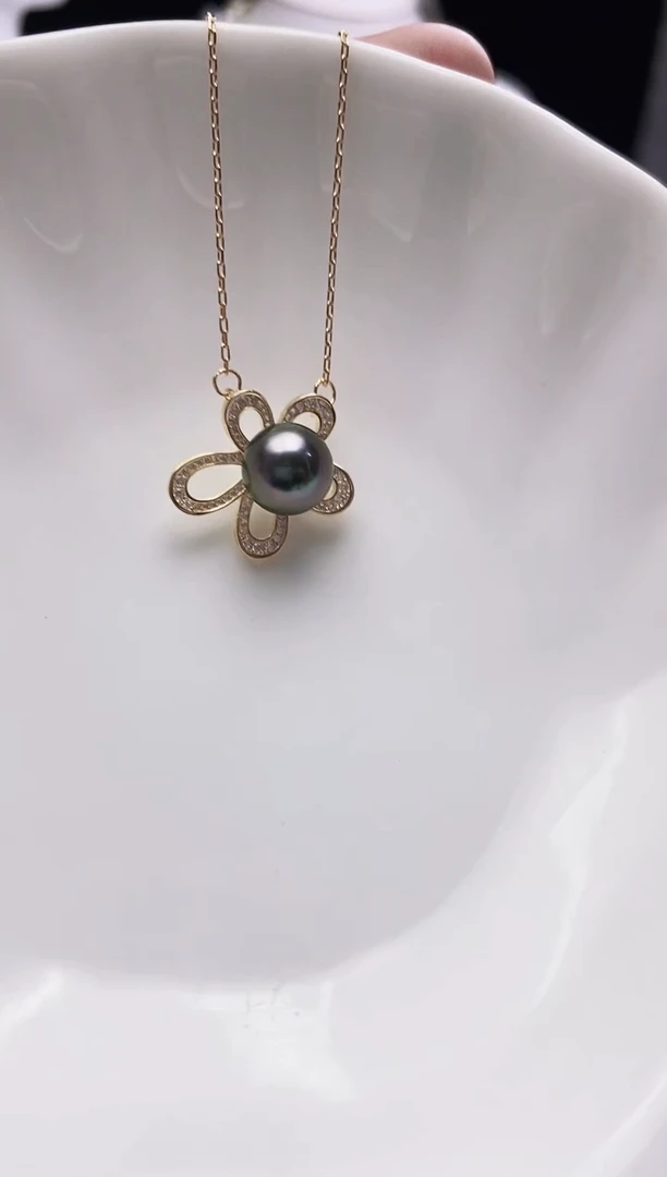 银S925镶嵌颈饰海水珍珠大溪地珍珠吊坠