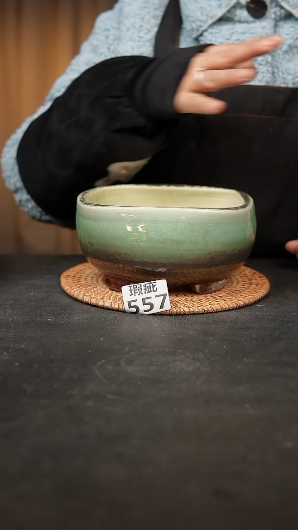 【闪购商品】瓷片557泥泥手工花盆口14高8