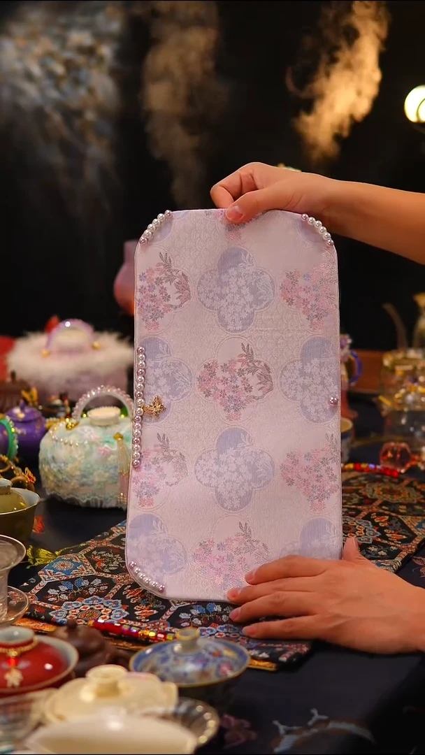 114茶席茶席40x20cm淡紫色兰花