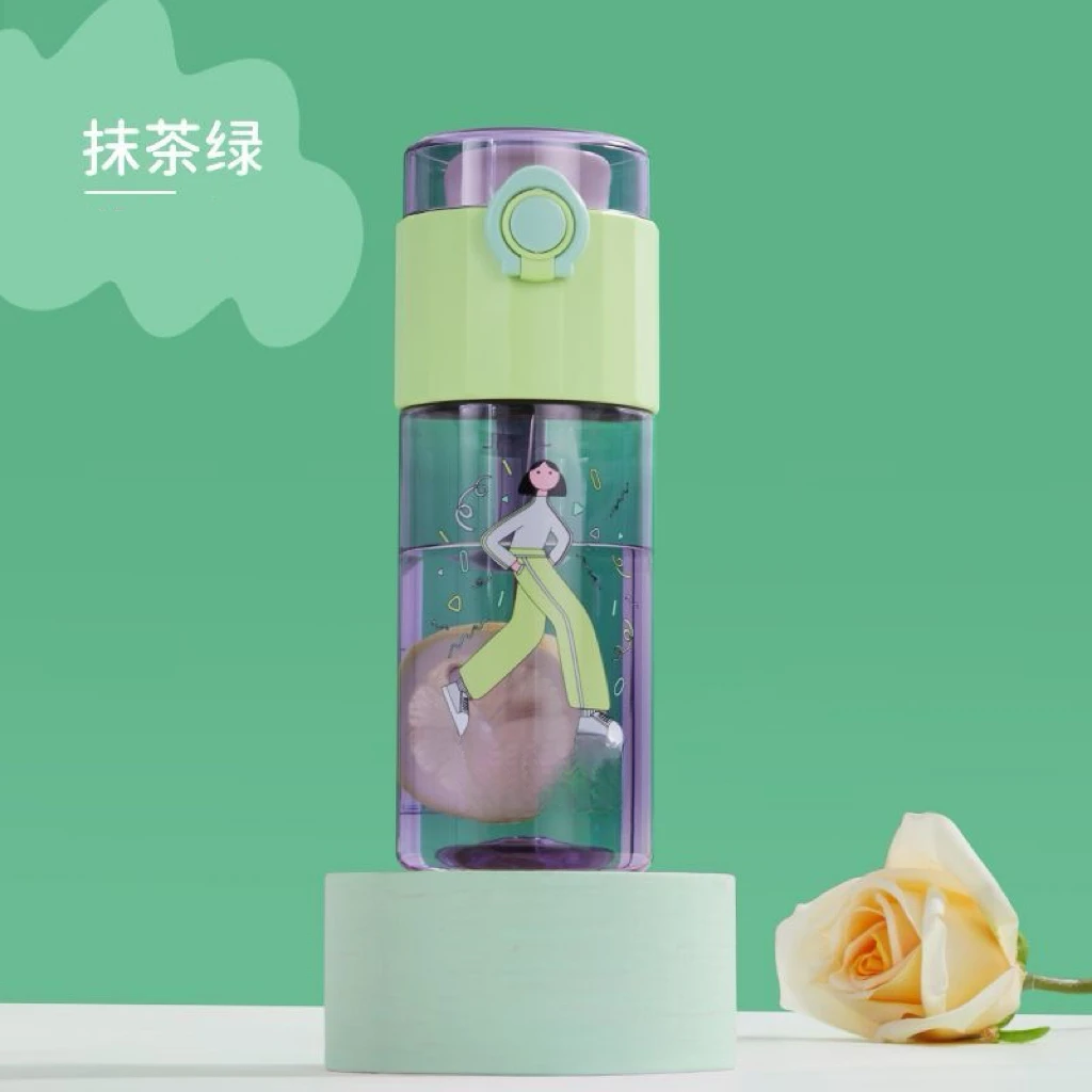 日式户外运动水杯网红吸管杯防漏500ml