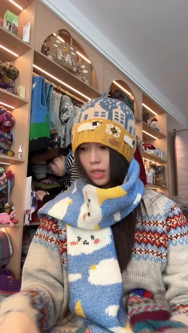 羊毛城市星空小羊帽