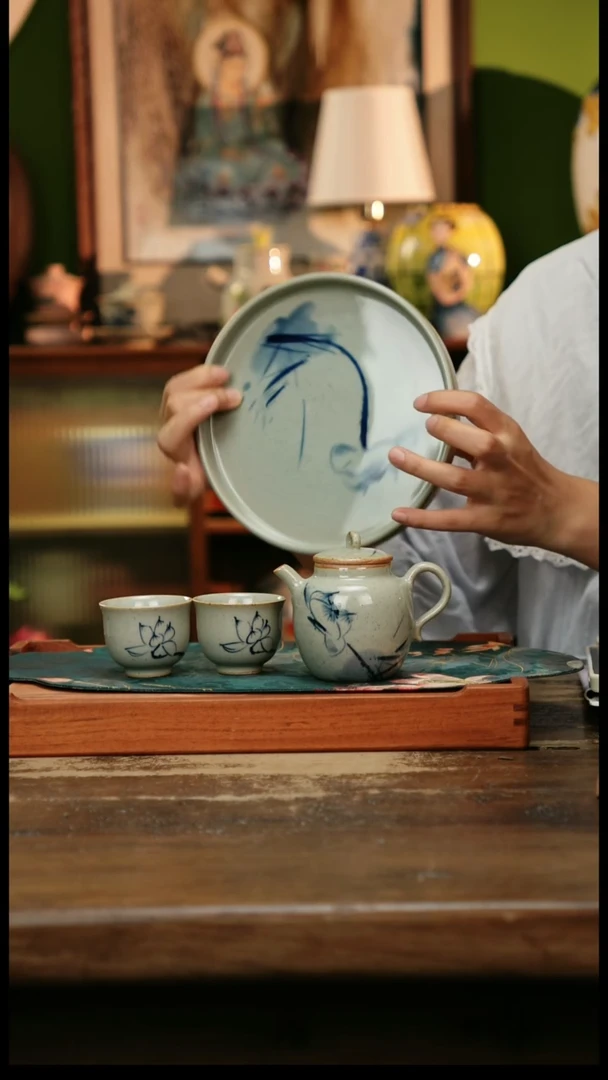 瓷片景德镇纯手工釉下彩精品茶具水杯