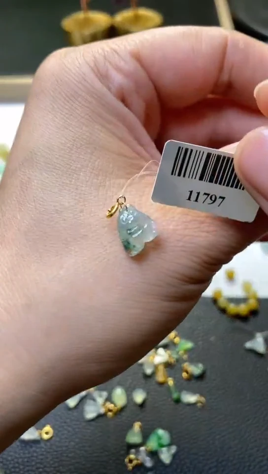 翡翠18K金镶嵌吊坠(不含链)翡翠净货11797