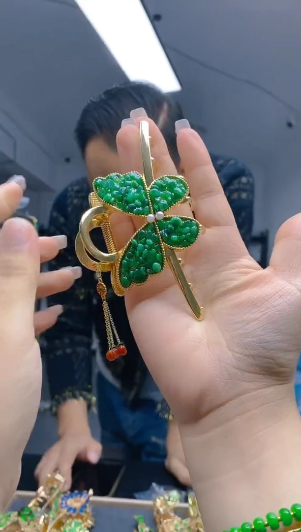 【闪购商品】翡翠耳饰合金212翡翠发簪