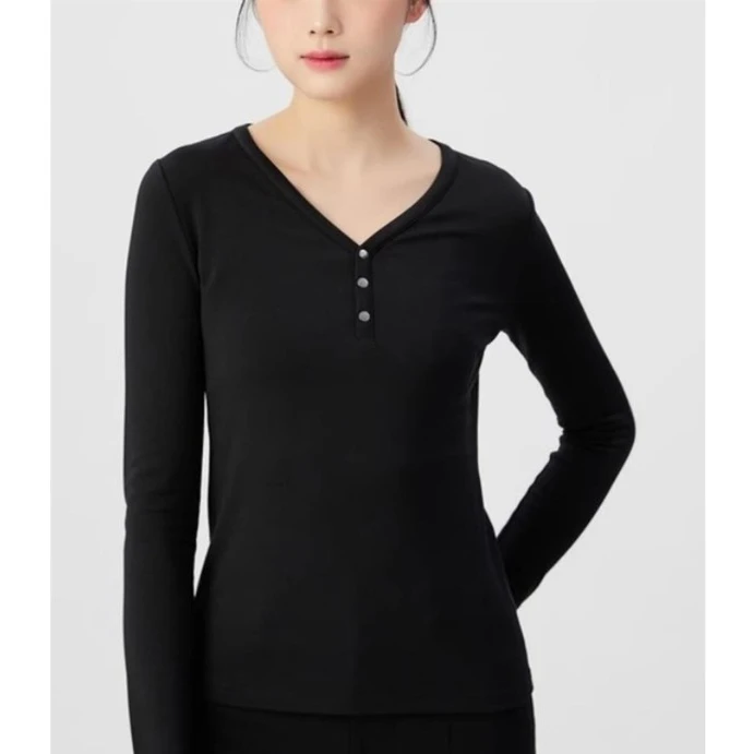 职业阿玛诗官哥家专柜2025春秋新款时尚商场同款休闲V领T恤打底衫