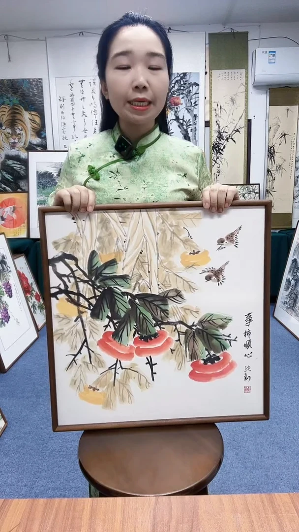 国画52*52实木画框顺丰包邮手绘