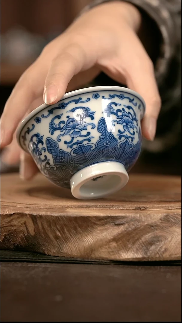 手绘 高温现代瓷  柴窑  如意纹芭蕉叶大压100C